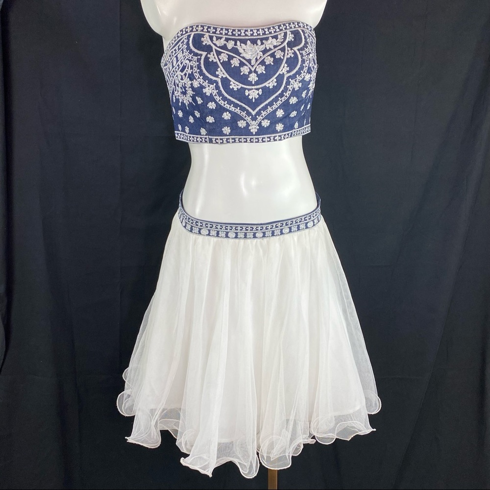 Camille la Vie 2 Piece Halter Top and Skirt Embroidery Studded 
Size 13